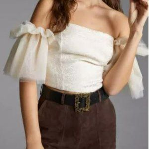 Anthropologie Tulle Off-The-Shoulder Top Size Small NWT